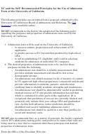 Cover page of UC and the SAT: Recommended Principles for the Use of Admission Tests at the University of California