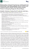 Cover page: Relationship of Serum Progesterone and Progesterone Metabolites with Mammographic Breast Density and Terminal Ductal Lobular Unit Involution among Women Undergoing Diagnostic Breast Biopsy.