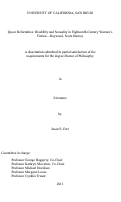 Cover page: Queer Deformities : : Disability and Sexuality in Eighteenth-Century Women's Fiction---Haywood, Scott, Burney