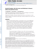 Cover page: Amyloid imaging, risk disclosure and Alzheimers disease: ethical and practical issues