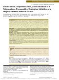 Cover page: Development, Implementation, and Evaluation of a Telemedicine Preoperative Evaluation Initiative at a Major Academic Medical Center