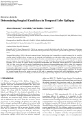 Cover page: Determining Surgical Candidacy in Temporal Lobe Epilepsy