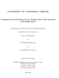 Cover page: Computational Modeling of Low Temperature Microplasmas and Applications