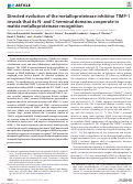 Cover page: Directed evolution of the metalloproteinase inhibitor TIMP-1 reveals that its N- and C-terminal domains cooperate in matrix metalloproteinase recognition