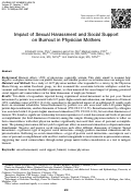 Cover page: Impact of Sexual Harassment and Social Support on Burnout in Physician Mothers.