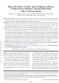 Cover page: Phase I/II Study of Safety and Preliminary Efficacy of Intravenous Allogeneic Mesenchymal Stem Cells in Chronic Stroke