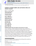 Cover page: Validation of bladder health scales and function indices for womens research.