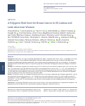 Cover page: A Polygenic Risk Score for Breast Cancer in US Latinas and Latin American Women