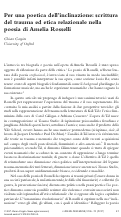 Cover page: Per una poetica dell'inclinazione: Scrittura del trauma ed etica relazionale nella poesia di Amelia Rosselli