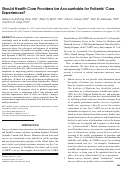 Cover page: Should Health Care Providers be Accountable for Patients’ Care Experiences?