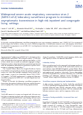 Cover page: Widespread severe acute respiratory coronavirus virus 2 (SARS-CoV-2) laboratory surveillance program to minimize asymptomatic transmission in high-risk inpatient and congregate living settings