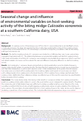 Cover page: Seasonal change and influence of environmental variables on host-seeking activity of the biting midge Culicoides sonorensis at a southern California dairy, USA.