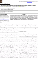 Cover page: The Role of The Hospitalist in the Clinical Education of Medical Students