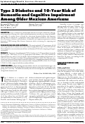 Cover page: Type 2 diabetes and 10-year risk of dementia and cognitive impairment among older Mexican Americans.