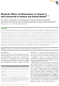 Cover page: Metabolic Effects of Inflammation on Vitamin A and Carotenoids in Humans and Animal Models