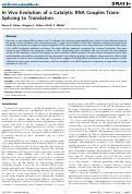 Cover page: In Vivo Evolution of a Catalytic RNA Couples Trans-Splicing to Translation