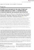 Cover page: Guidelines and standards for the study of death and recalled experiences of death––a multidisciplinary consensus statement and proposed future directions