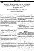 Cover page: Exploring Social Cognition Tests to Differentiate Frontotemporal Dementia from Depression