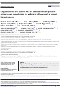 Cover page: Organizational and patient factors associated with positive primary care experiences for veterans with current or recent homelessness.