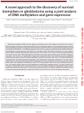 Cover page: A novel approach to the discovery of survival biomarkers in glioblastoma using a joint analysis of DNA methylation and gene expression