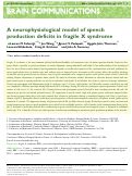 Cover page: A Neurophysiological Model of Speech Production Deficits in Fragile X Syndrome