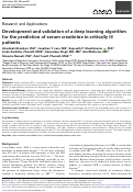 Cover page: Development and validation of a deep learning algorithm for the prediction of serum creatinine in critically ill patients.