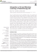 Cover page: Integration of AI and Machine Learning in Radiotherapy QA