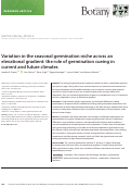 Cover page: Variation in the seasonal germination niche across an elevational gradient: the role of germination cueing in current and future climates.