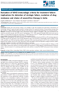 Cover page: Evaluation of WHO immunologic criteria for treatment failure: implications for detection of virologic failure, evolution of drug resistance and choice of second‐line therapy in India