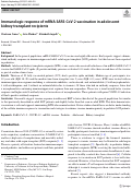 Cover page: Immunologic response of mRNA SARS-CoV-2 vaccination in adolescent kidney transplant recipients