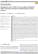 Cover page: Managing two‐dose COVID‐19 vaccine rollouts with limited supply: Operations strategies for distributing time‐sensitive resources