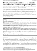 Cover page: Development and validation of an index to assess hospital quality management systems