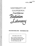 Cover page: MILLIMICROSECOND DISCRIMINATOR