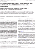 Cover page: Cytidine deaminase efficiency of the lentiviral viral restriction factor APOBEC3C correlates with dimerization