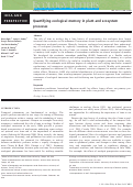 Cover page: Quantifying ecological memory in plant and ecosystem processes