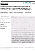 Cover page: Efficacy and safety of pharmacotherapies for smoking cessation in anxiety disorders: Subgroup analysis of the randomized, active‐ and placebo‐controlled EAGLES trial