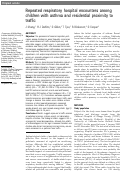 Cover page: Repeated respiratory hospital encounters among children with asthma and residential proximity to traffic