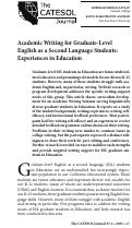 Cover page: Academic Writing for Graduate-Level English as a Second Language Students: Experiences in Education