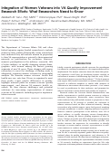 Cover page: Integration of Women Veterans into VA Quality Improvement Research Efforts: What Researchers Need to Know