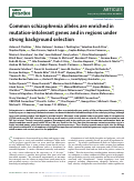 Cover page: Publisher Correction: Common schizophrenia alleles are enriched in mutation-intolerant genes and in regions under strong background selection