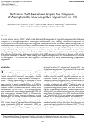 Cover page: Deficits in Self-Awareness Impact the Diagnosis of Asymptomatic Neurocognitive Impairment in HIV