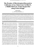 Cover page: The Promise of Microbotanical Research in California: A Case Study from CA-SBA-53, a Middle Holocene Archaeological Site along Goleta Slough