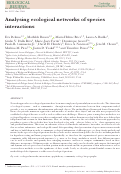 Cover page: Analysing ecological networks of species interactions