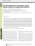 Cover page: Thermal adaptation of pelage in desert rodents balances cooling and insulation