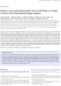 Cover page: Evidence for an Evolutionarily Conserved Memory Coding Scheme in the Mammalian Hippocampus