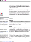 Cover page: User experience of a hepatitis c population management dashboard in the Department of Veterans Affairs