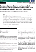 Cover page: Persistent gross lipemia and suspected corneal lipidosis following intravenous lipid therapy in a cat with permethrin toxicosis