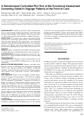 Cover page: A Randomized Controlled Pilot Trial of the Functional Assessment Screening Tablet to Engage Patients at the Point of Care