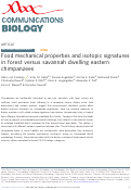 Cover page: Food mechanical properties and isotopic signatures in forest versus savannah dwelling eastern chimpanzees