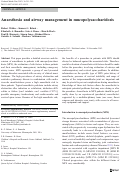 Cover page: Anaesthesia and airway management in mucopolysaccharidosis